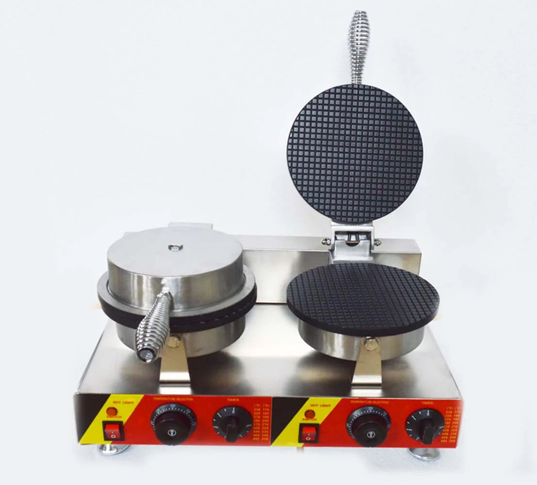 Dual Egg Roll Waffle Maker Ice Cream Cone Baker Iron Q900