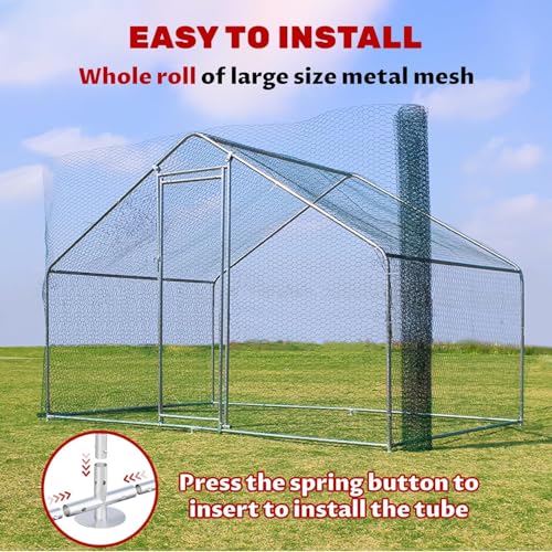 Large Chicken Coop for 20 Chickens Metal Chicken Run with Waterproof Cover for Walk-in Outdoor Poultry Cage K871