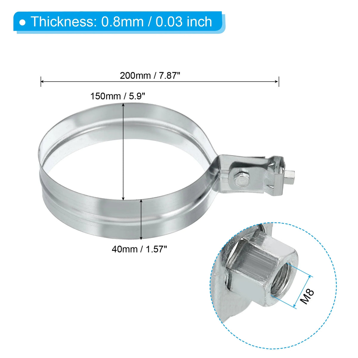 2Pcs Galvanized Steel Worm Gear Duct Clamps X177