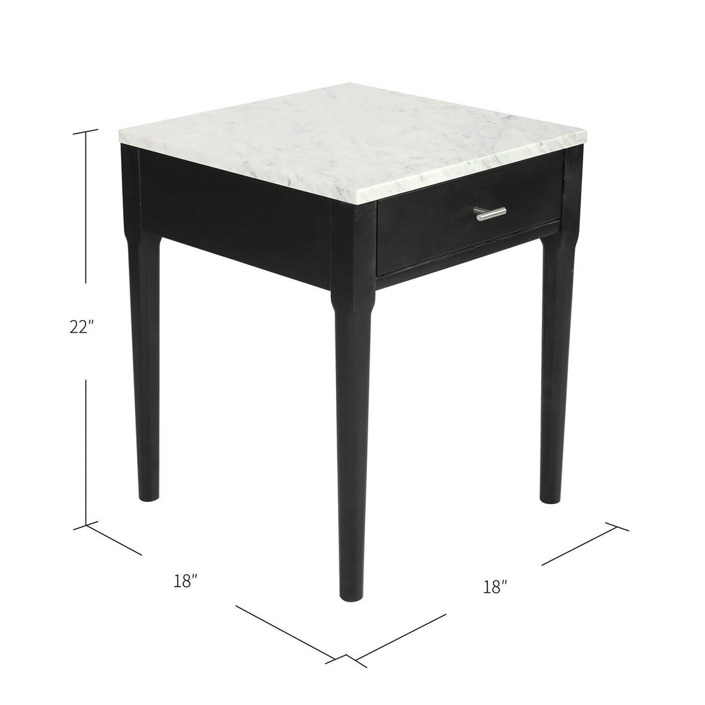18x22 Square White Marble Side Table with Legs P5176