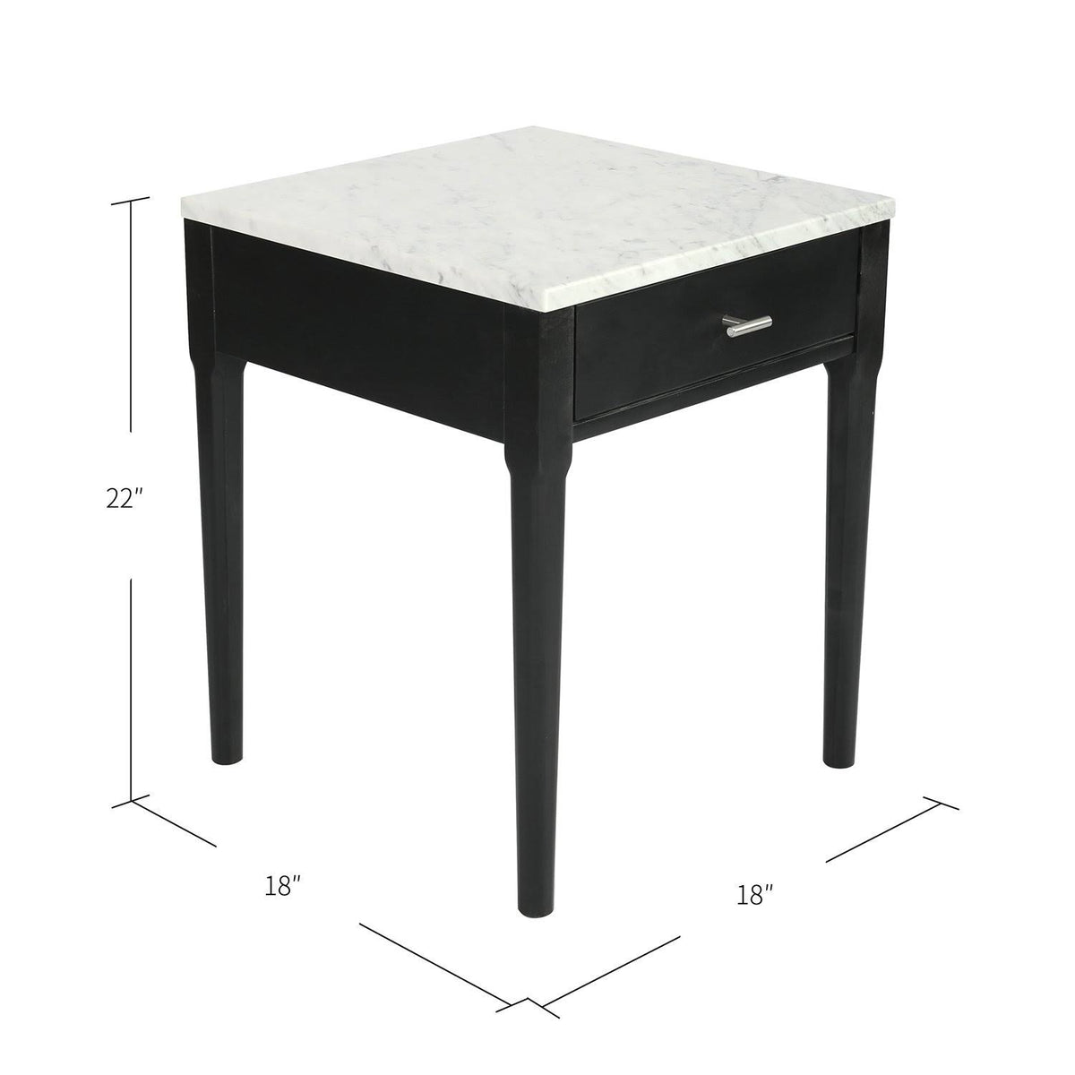 18x22 Square White Marble Side Table with Legs P5176