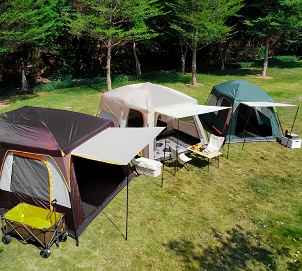 Outdoor Multi-person Camping Tent, Two Rooms One Living Room, Portable Family Camping Tent Q744978