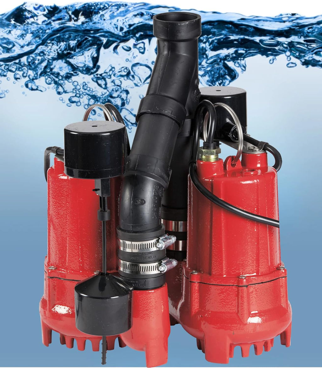 1/3 HP Dual Automatic Cast Iron Sump Pump System with 10-Foot Power Cord U82794