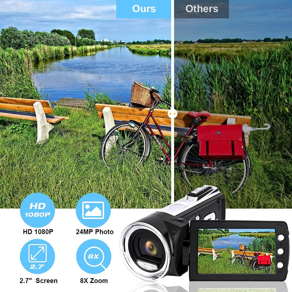 FHD 1080P 30FPS 24.0MP Digital Camcorder 2.7 Inch 270 Degree Rotation Screen Pack of 2 E100311