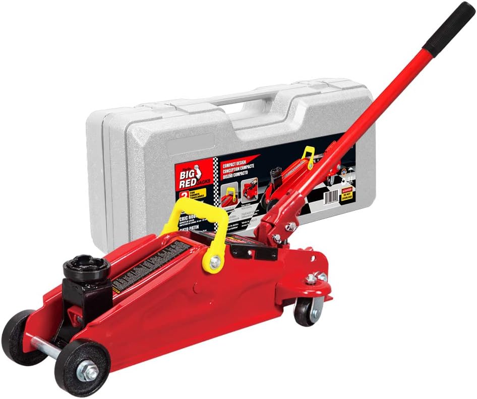 2 Ton Hydraulic Trolley Floor Jack with Blow Mold Carrying Storage Case, Red T388938