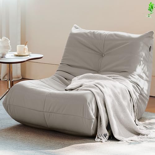 3-Seater Beige Suede Microfiber Bean Bag Chair M89416