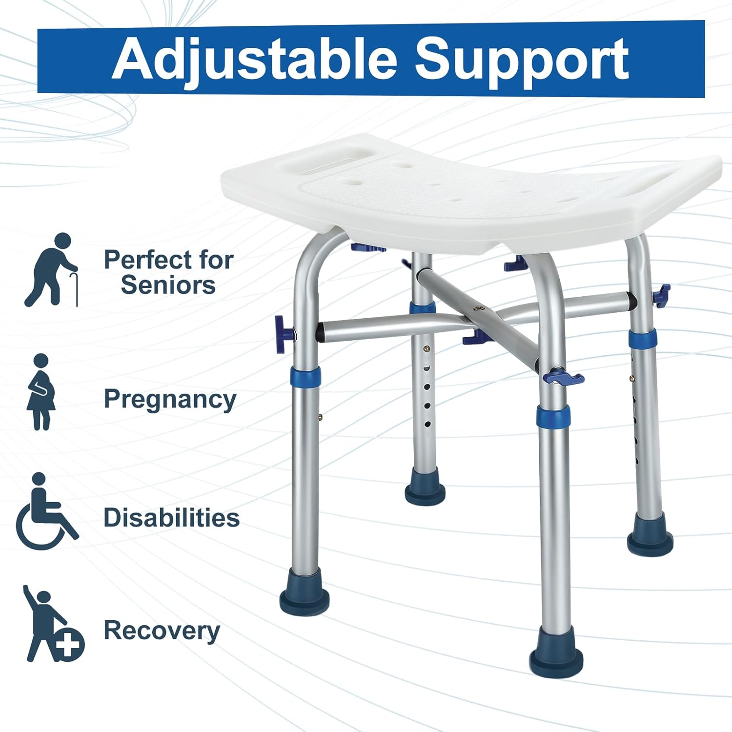 Adjustable Height Heavy Duty Shower Chair (Support 350lb) X601192