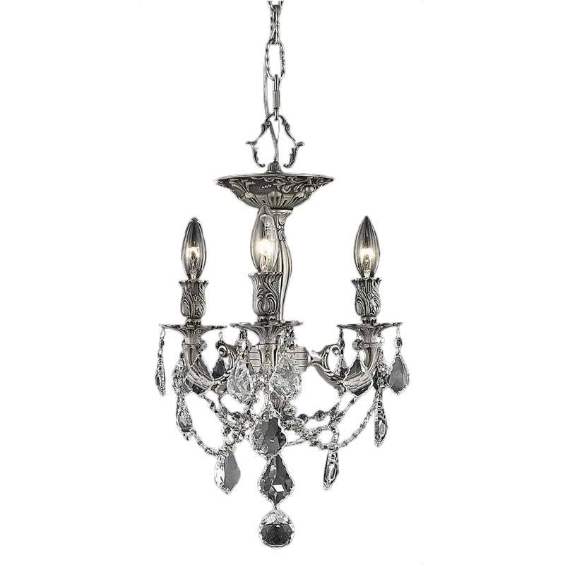 3 Light Pewter Flush Mount Cut Crystal E1569