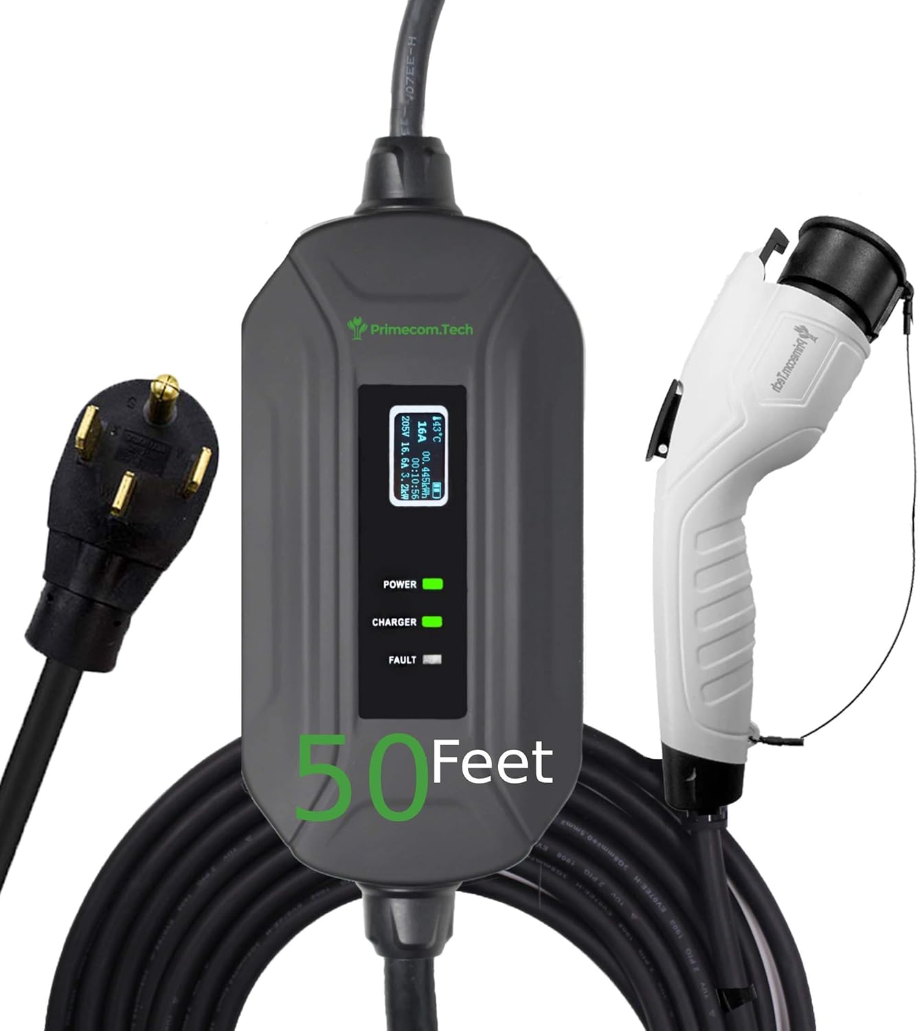 Portable Level 2 Electric Vehicle Charger, 16Amp, 30 Feet D90326