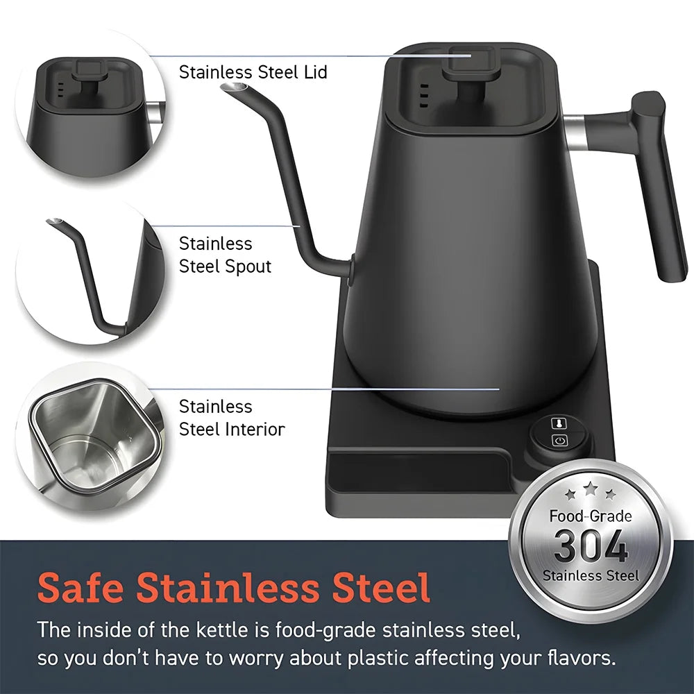 1.0L Stainless Steel Gooseneck Kettle with Temperature Control U30163
