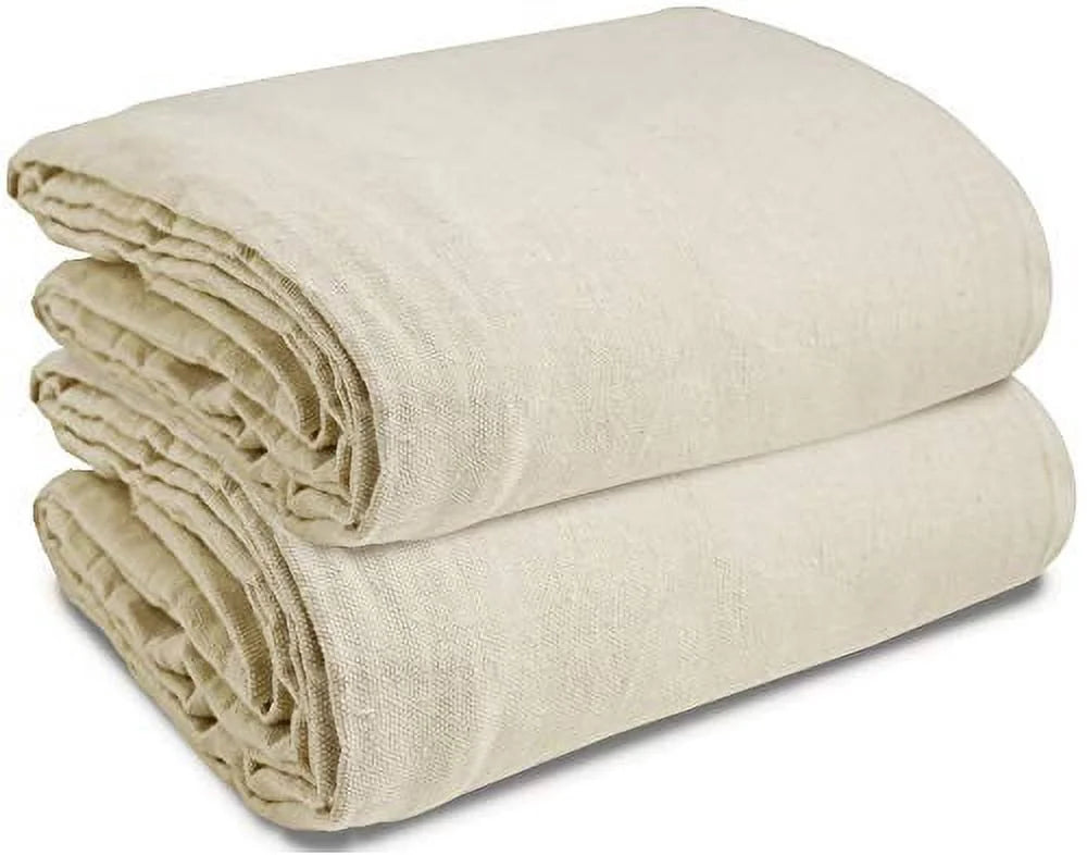 Cotton Canvas Paint Drop Cloth, 4 x 15 feet, Pack of 2, Double Stitched Edges Q816706