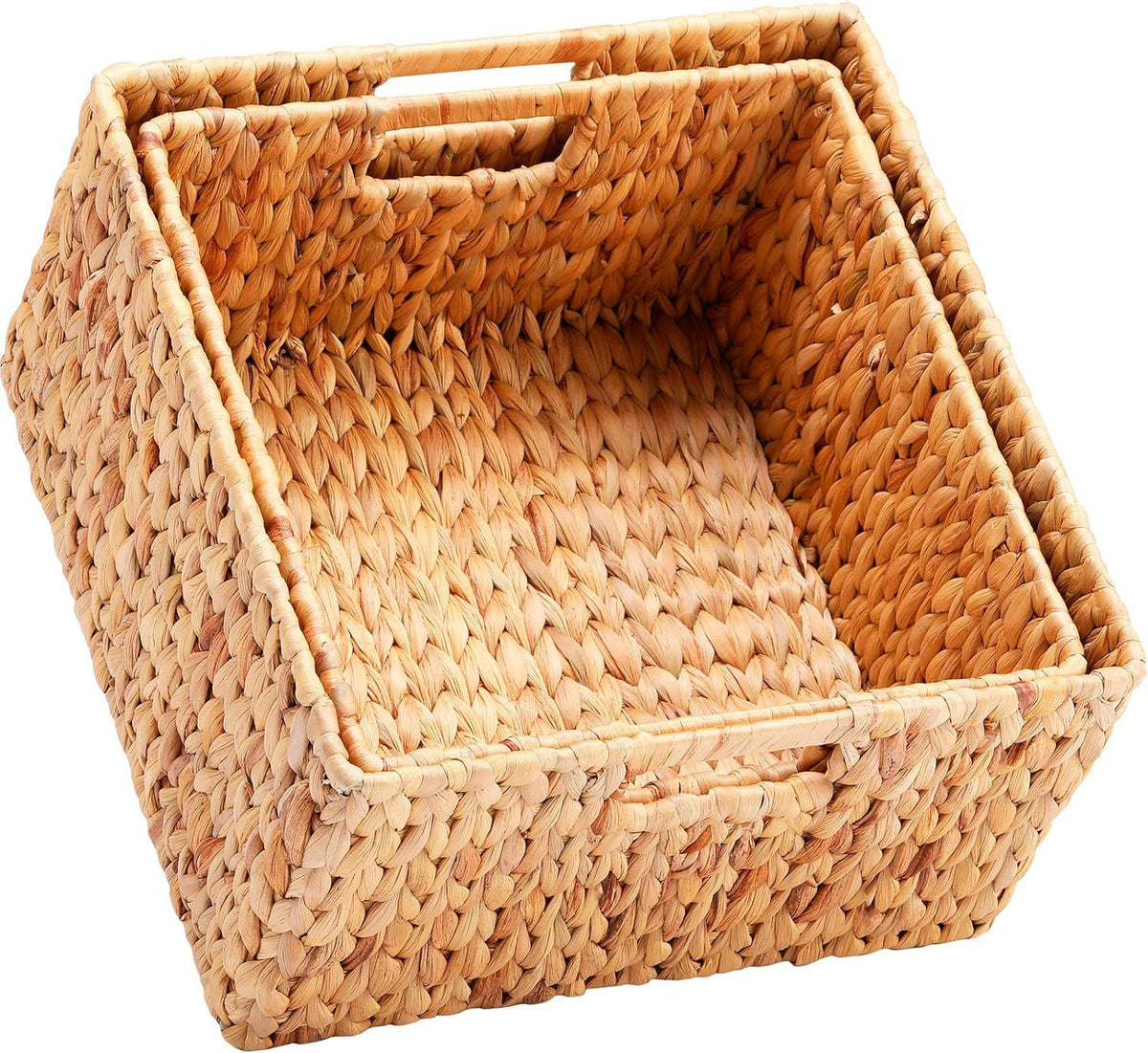 Black Woven Storage Baskets with Handles, Set of 2 T6730