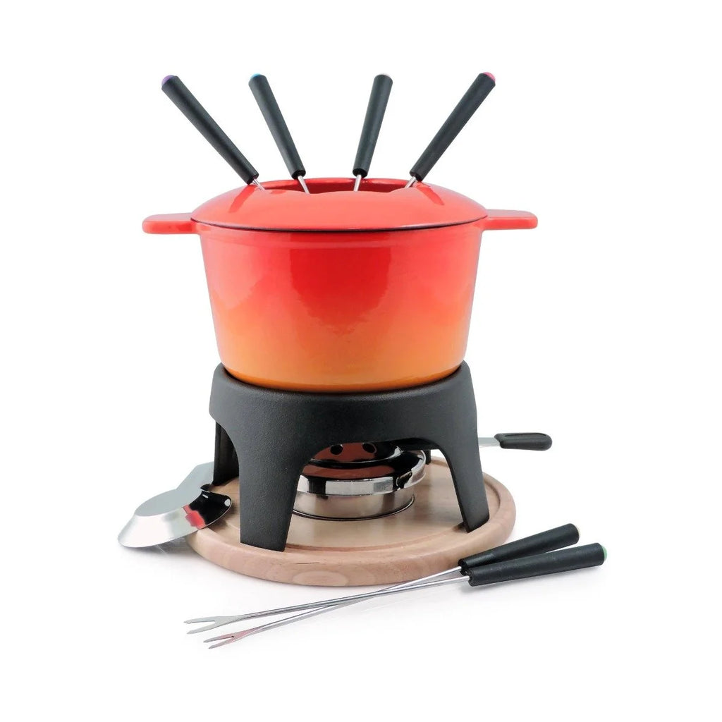 11-Piece Cast Iron Fondue Set Orange V377993
