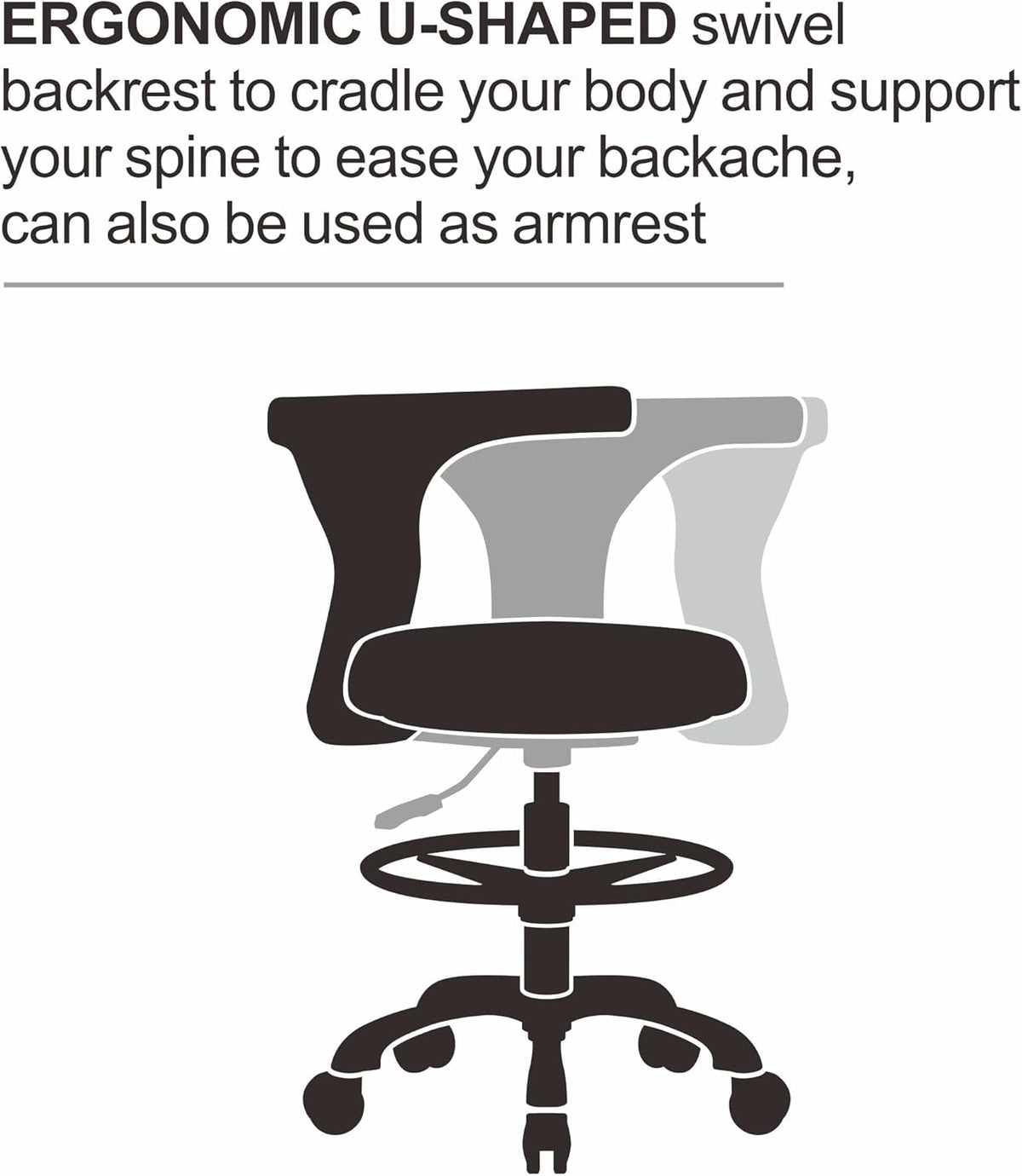 Ergonomic Swivel Adjustable Task Chair with Lumbar Support, Foot Ring and Rolling Casters V3280