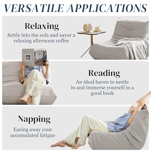 3-Seater Beige Suede Microfiber Bean Bag Chair M89416