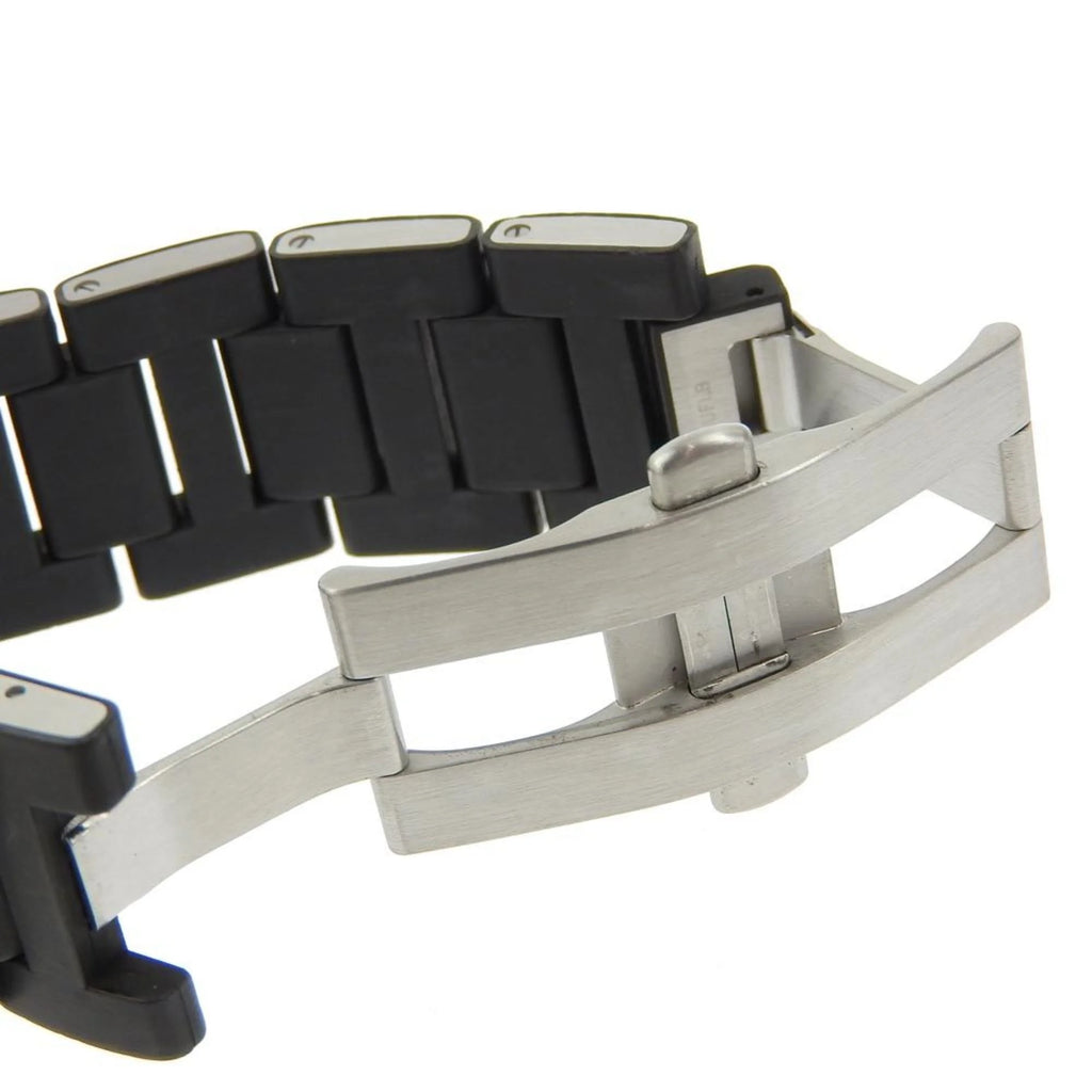 Pre-Owned Stainless Steel x Rubber Silver Black Automatic Dial Watch Z801