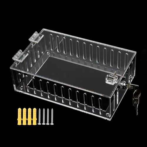 Acrylic Clear Large Thermostat Lock Box with Key, 7.3 x 4.7 x 2.2 inch M656
