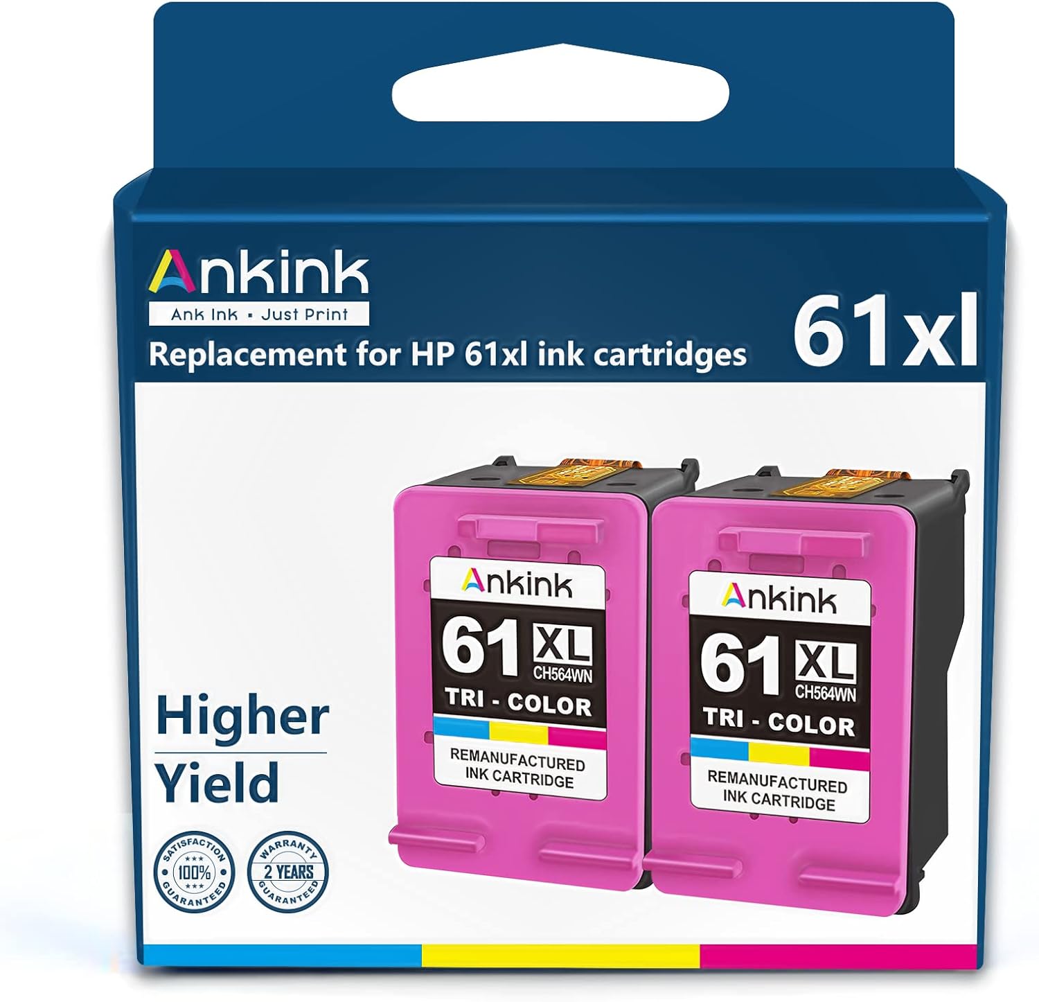 HP 61 XL Tri-Color Ink Cartridges Combo Pack (2) N255