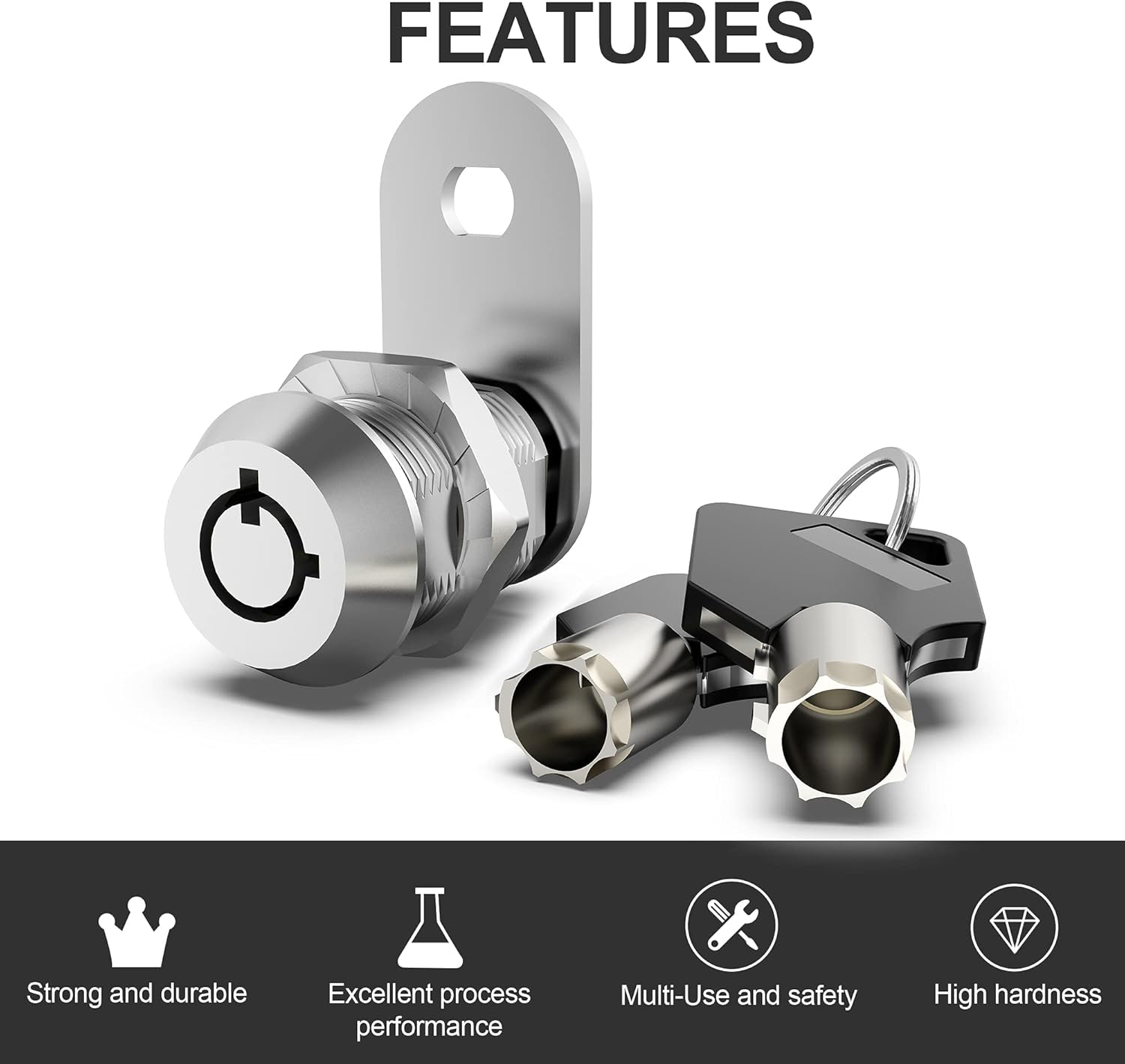 6 Pack Keyed Alike 1-1/8 Inch Zinc Alloy Cabinet Locks K82798