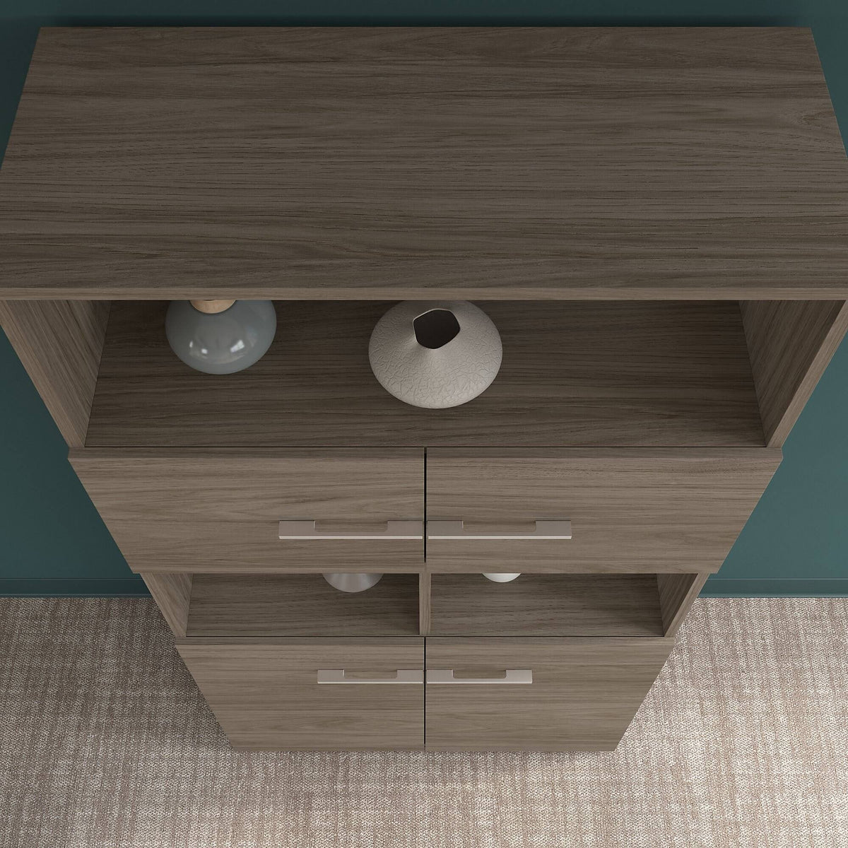 5 Shelf Bookcase with Doors, Sand Oak M323