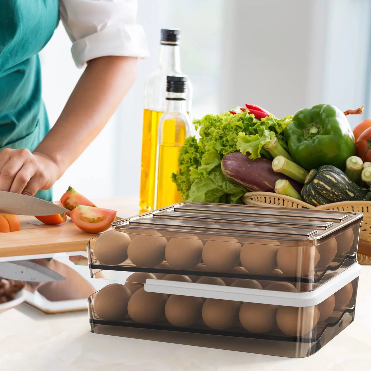 Crystal Gray Plastic Egg Storage Container (3 Layers) C626684