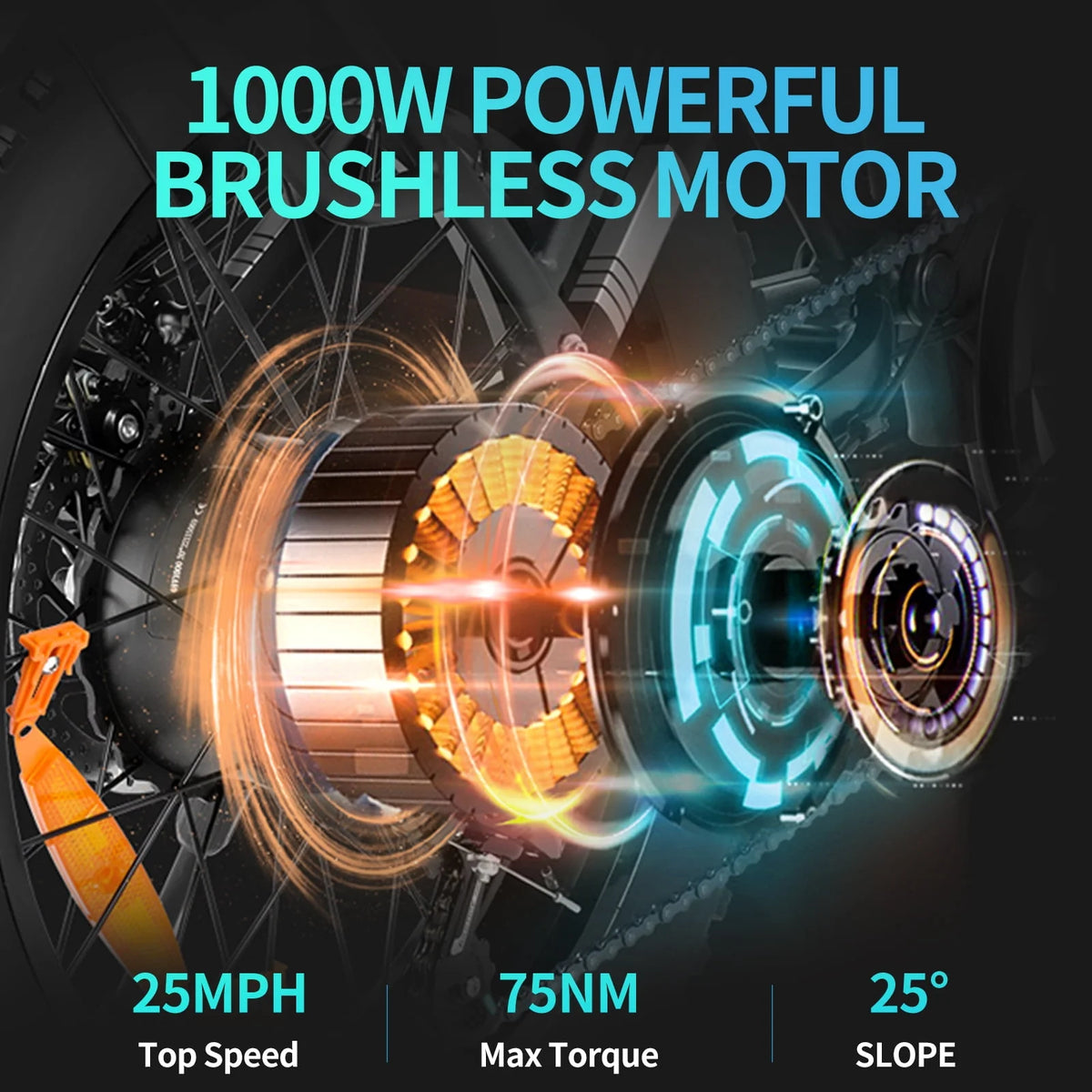 20 Fat Tire 1000W Electric Bike with Removable Battery O46353