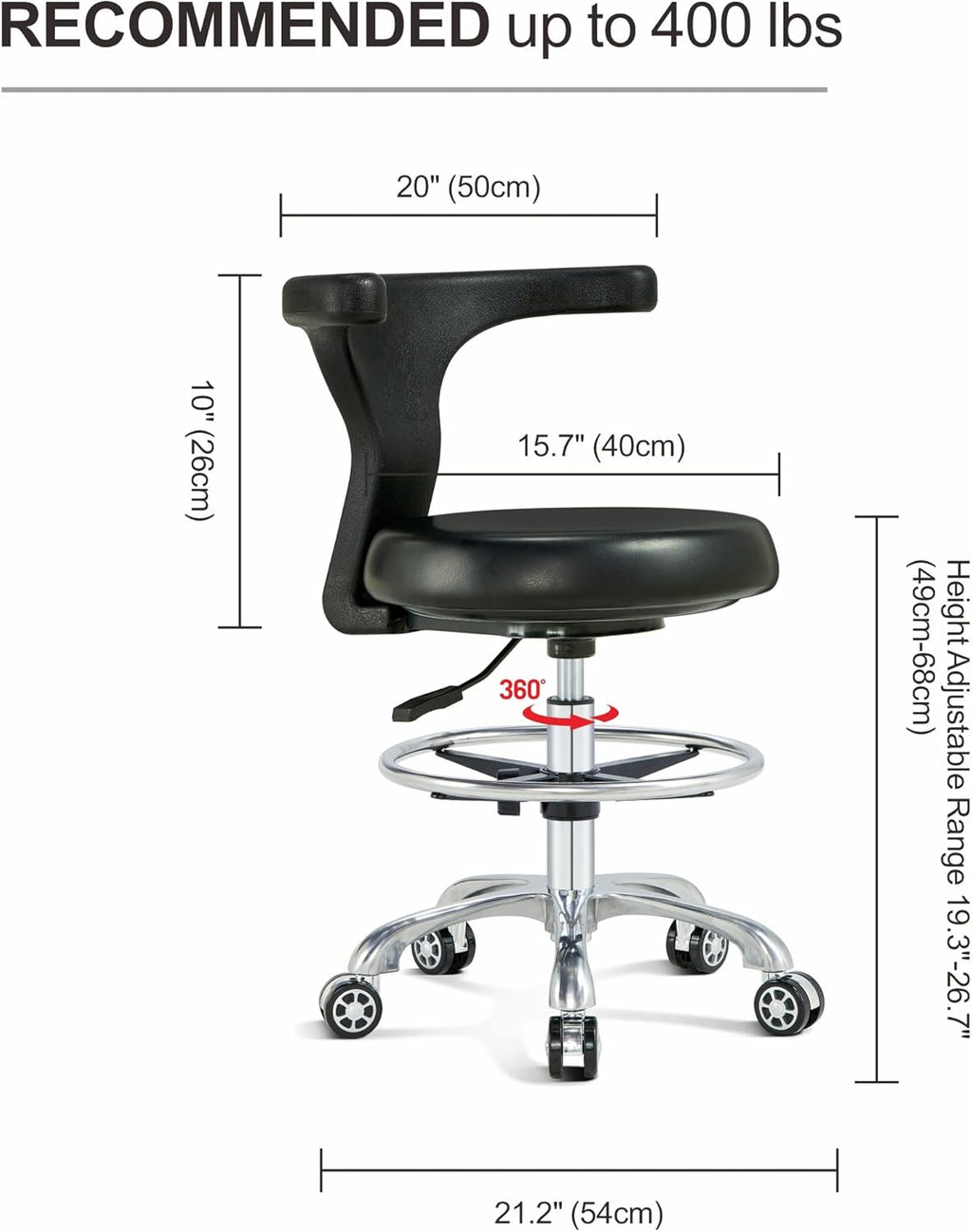 Ergonomic Swivel Adjustable Task Chair with Lumbar Support, Foot Ring and Rolling Casters V3280