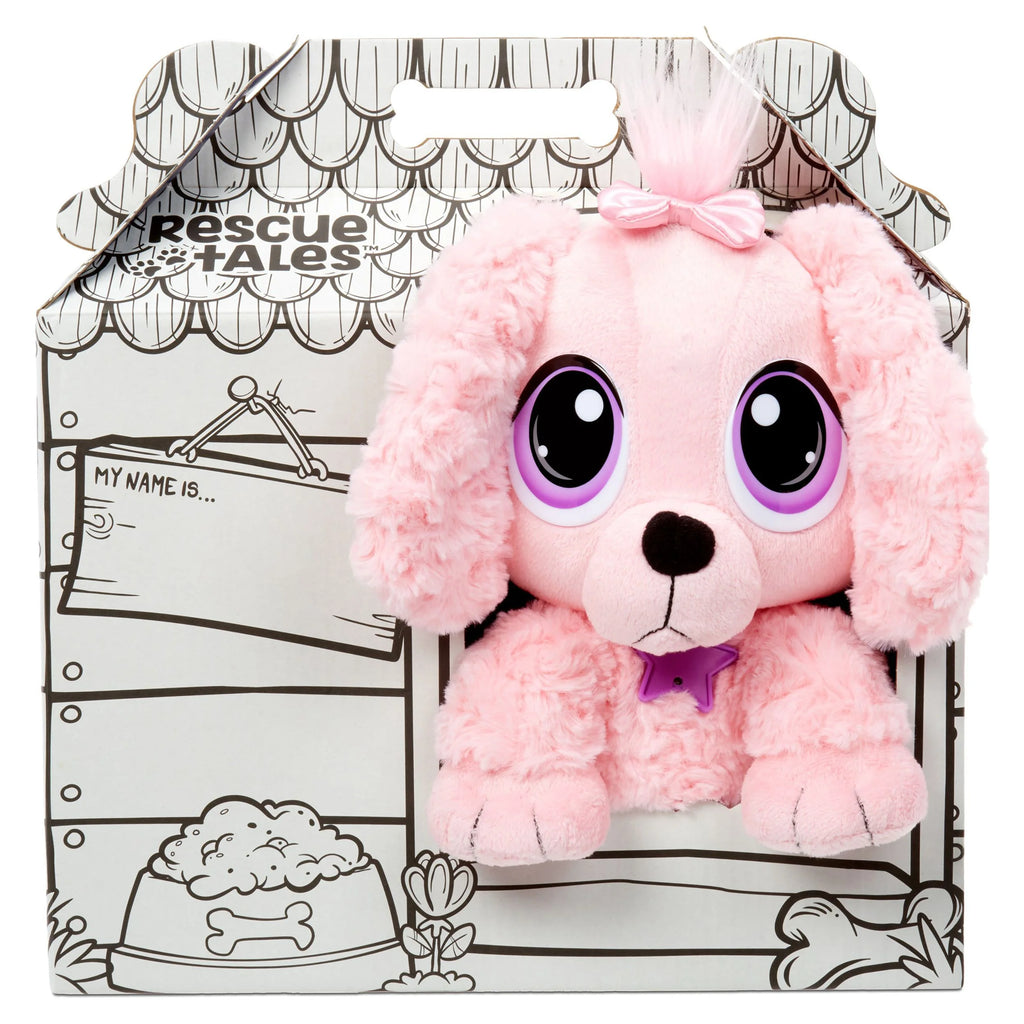 Pink Poodle Plush Pet Toy with Collar, Tag, Doghouse J5133
