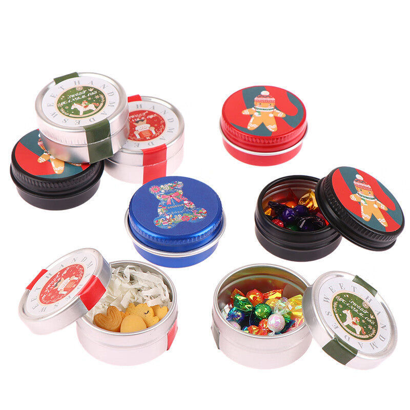 1:12 Dollhouse Miniature Christmas Cookies Tin Box Decor Toy Y822