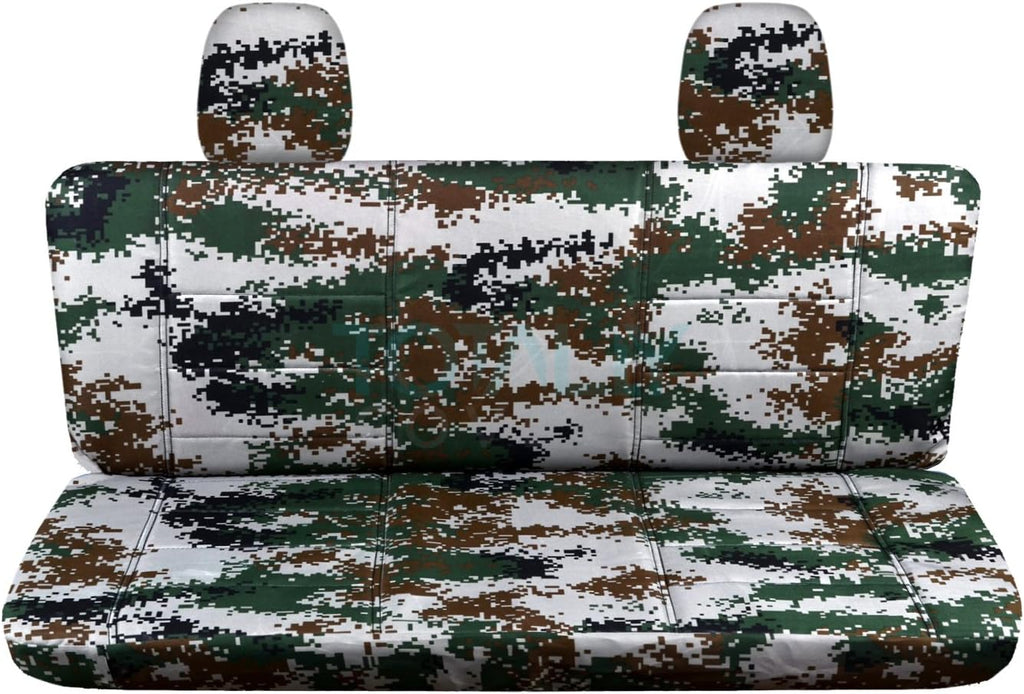 Blue Camouflage Rear 60/40 Split Bench Truck Seat Covers S500