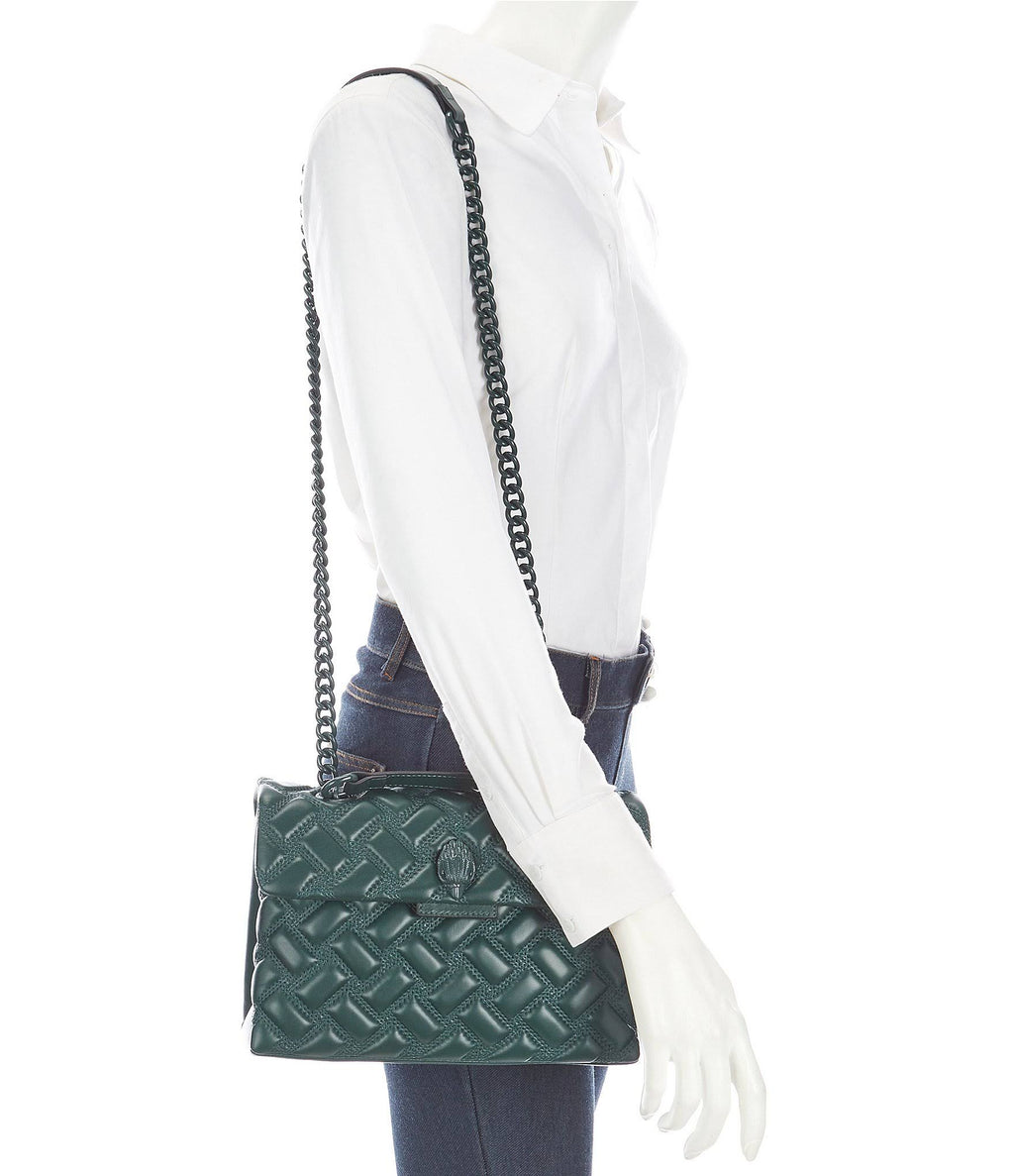 Dark Green Quilted Shoulder Bag U721