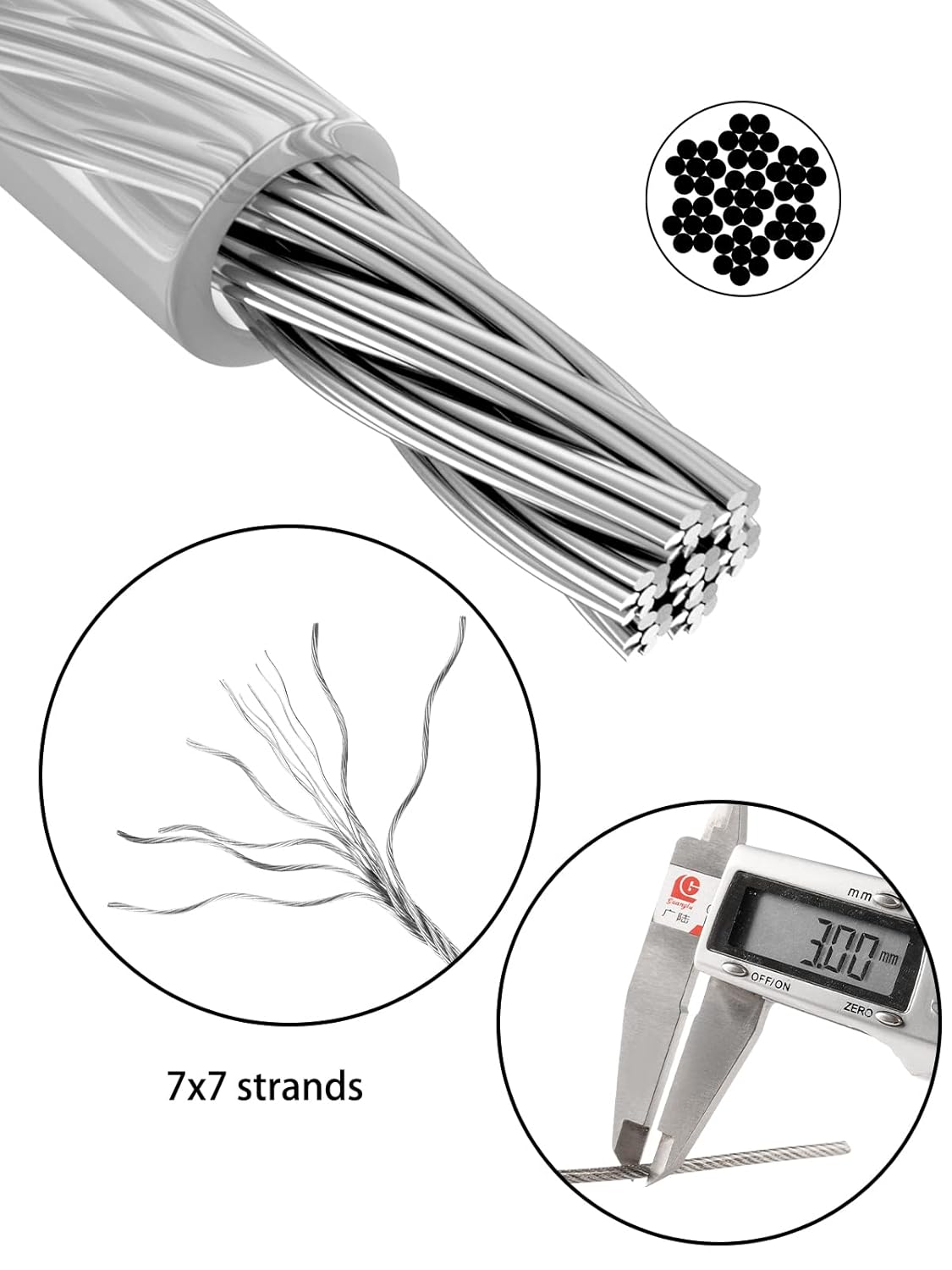 1/8 Wire Rope Kit with 100ft Stainless Steel Cable, M5 Turnbuckle Hook and Eye, Double Hole Cable Clamp P831885