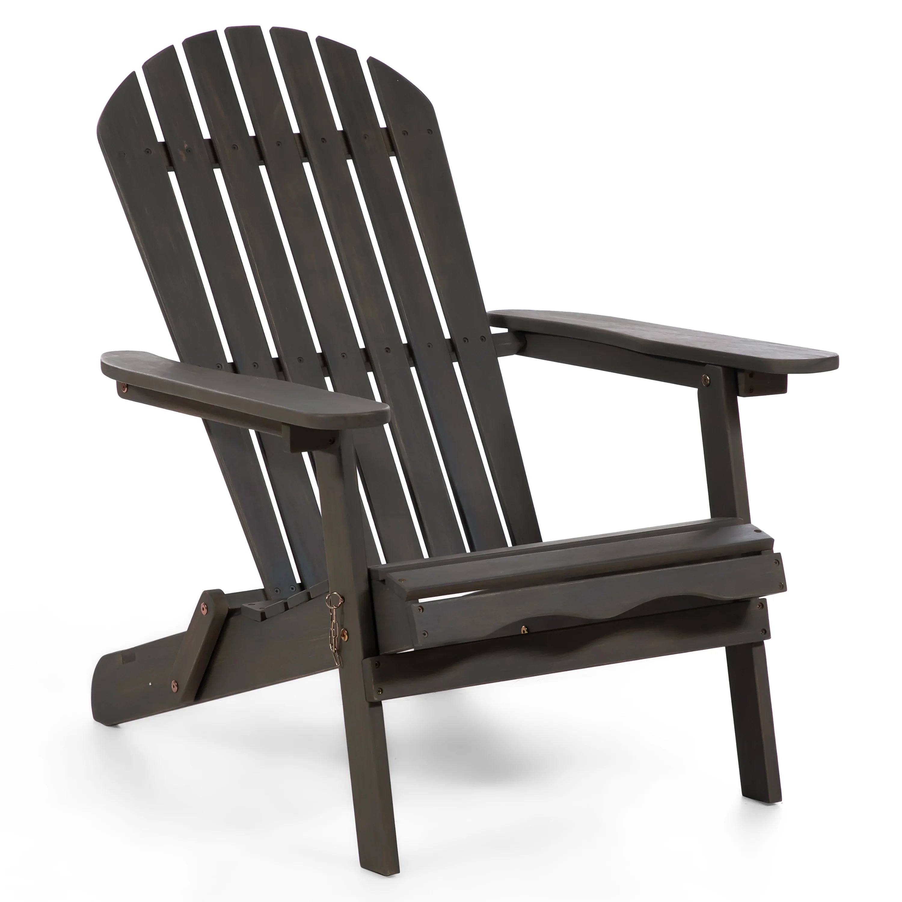 Weathered Gray Wood Foldable Patio Adirondack Chair Q55749