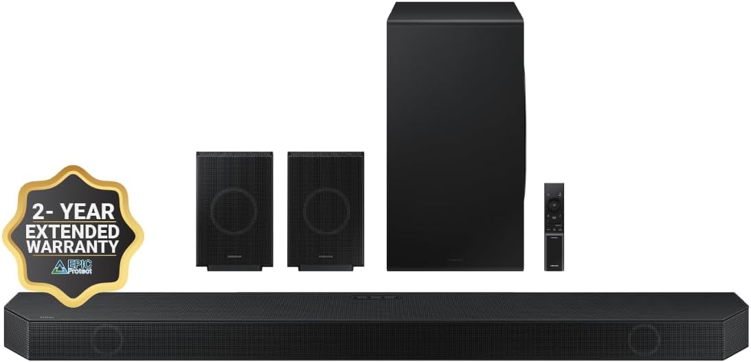 11.1.4ch Soundbar with Wireless Dolby Atmos Audio, Rear Speaker Included Q45014