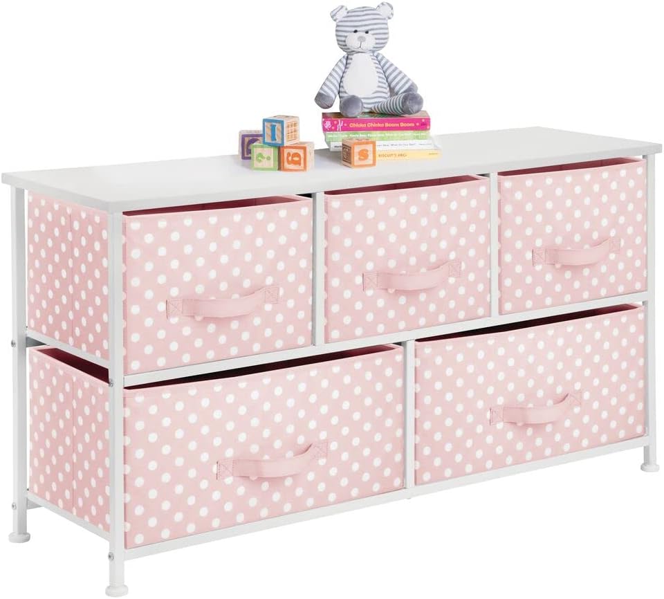 Gray/White 5 Drawer Fabric Storage Dresser A341691