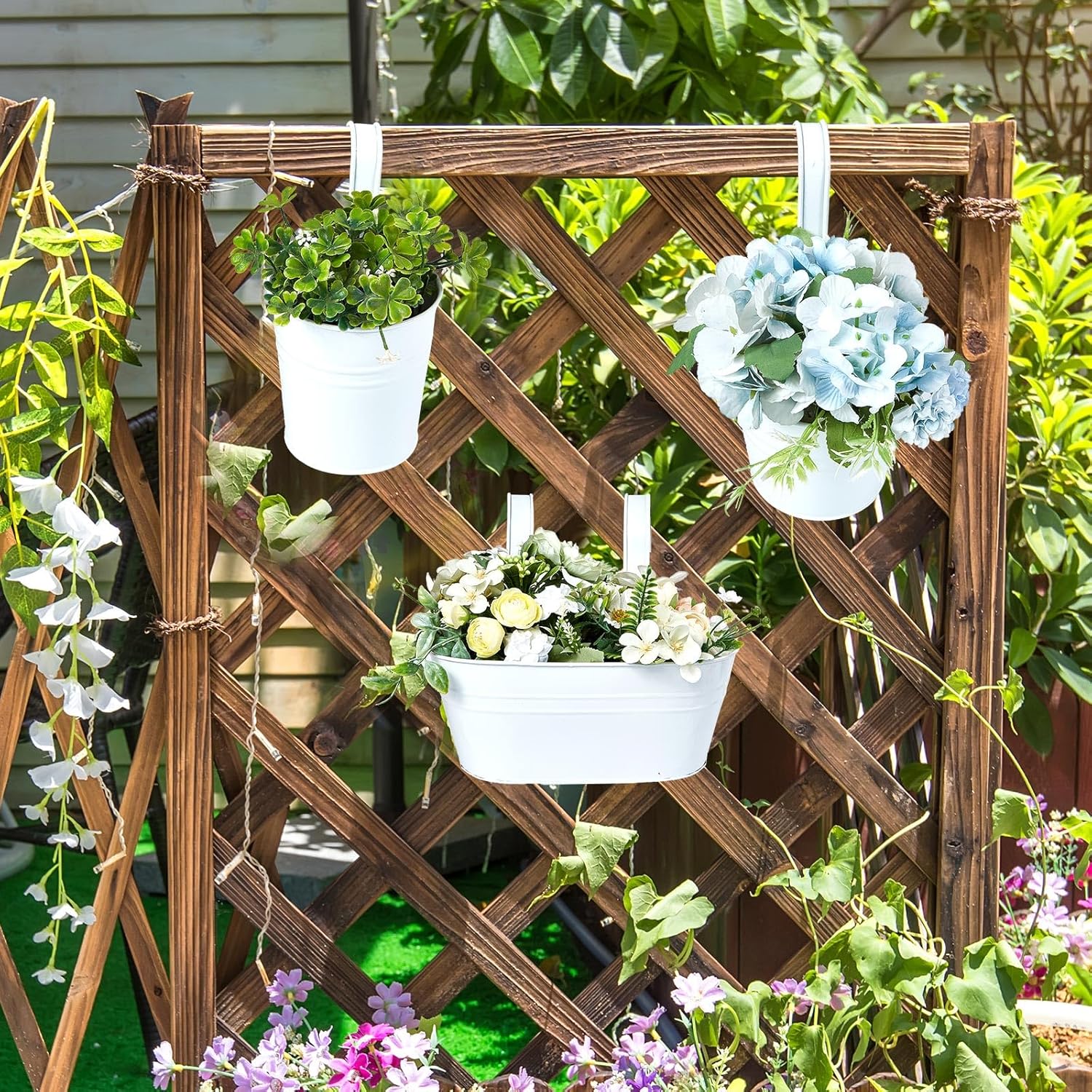 15 Pcs White Oval Hanging Flower Pots with Detachable Hooks G1243