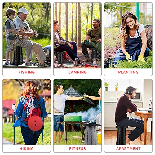 Portable Collapsible Telescoping Stool Lightweight Max Load 400lbs Retractable Folding Stool (red) B3316