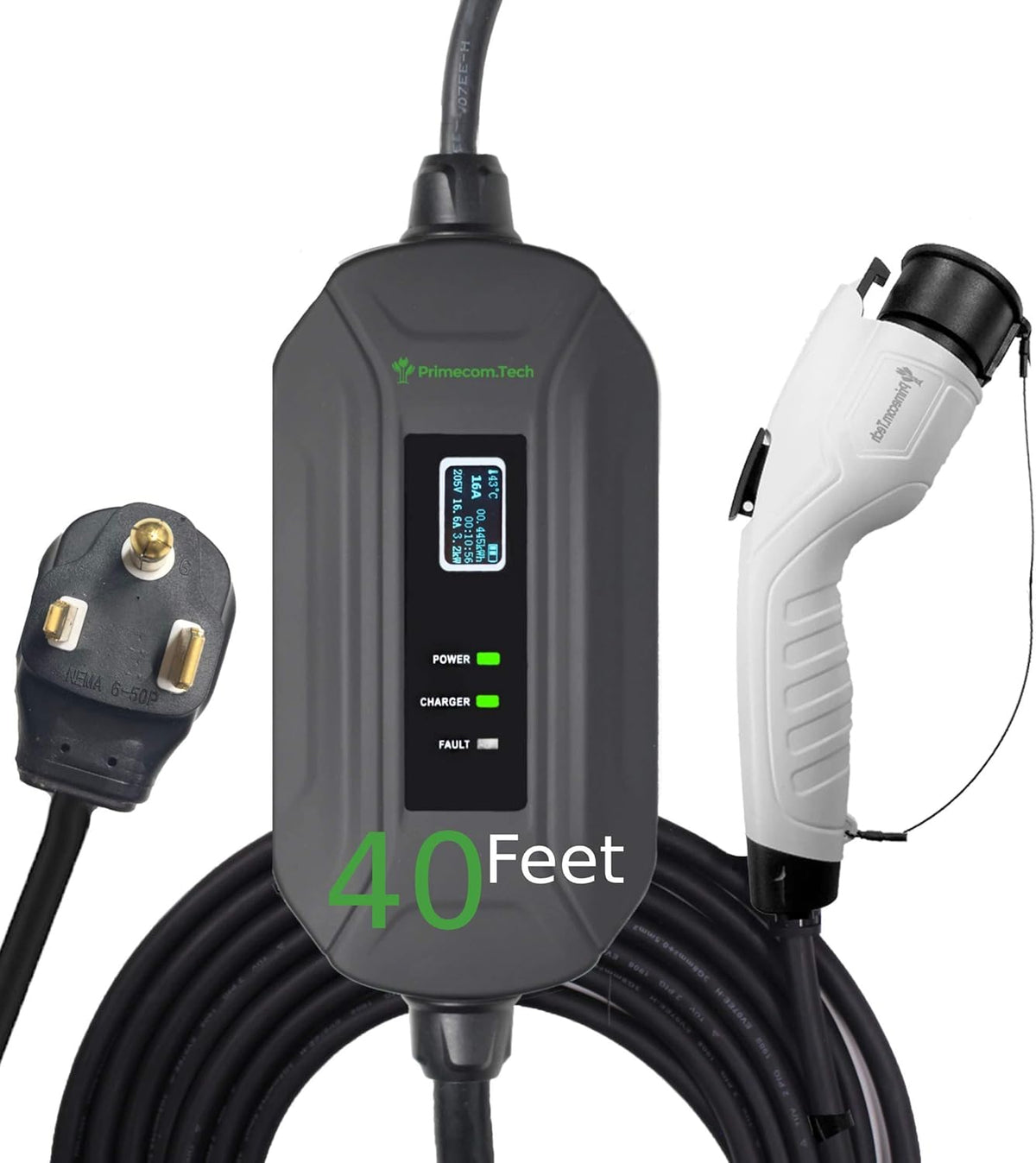 Portable Level 2 Electric Vehicle Charger, 16Amp, 30 Feet D90326