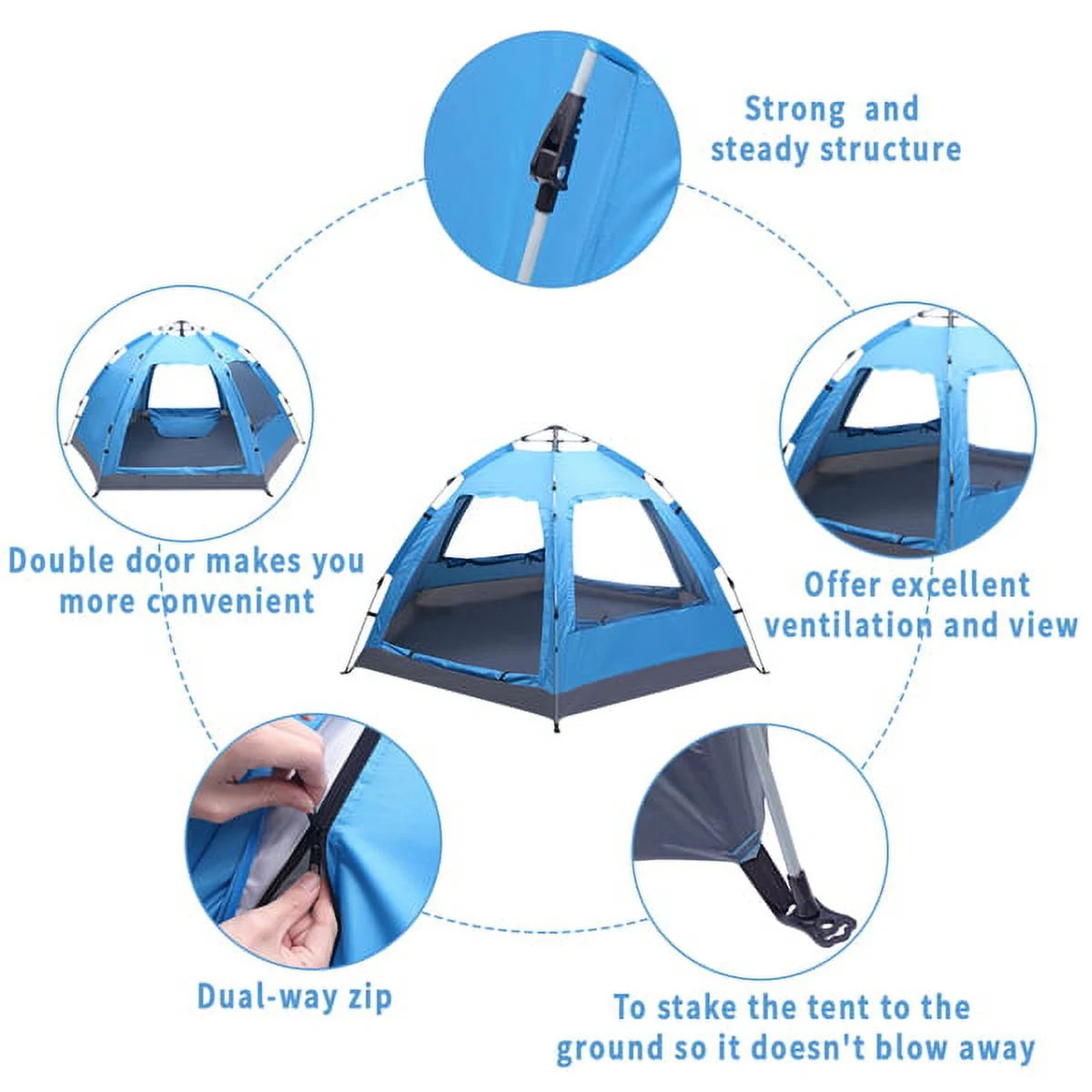 3-4 Person Instant Pop Up Waterproof Tent O75659