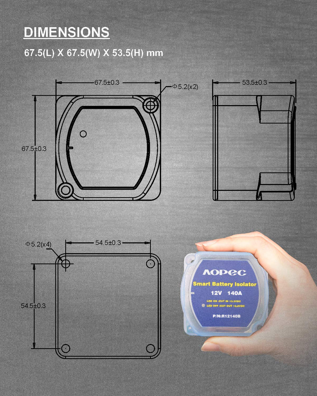12V 140Amp Smart Waterproof Dual Battery Isolator F513