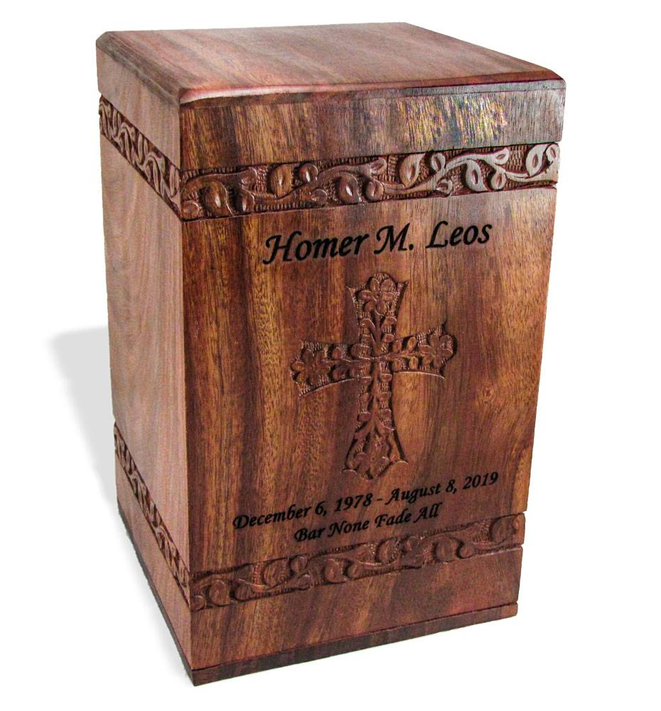 Hand-Carved Solid Rosewood Cremation Urn D67511