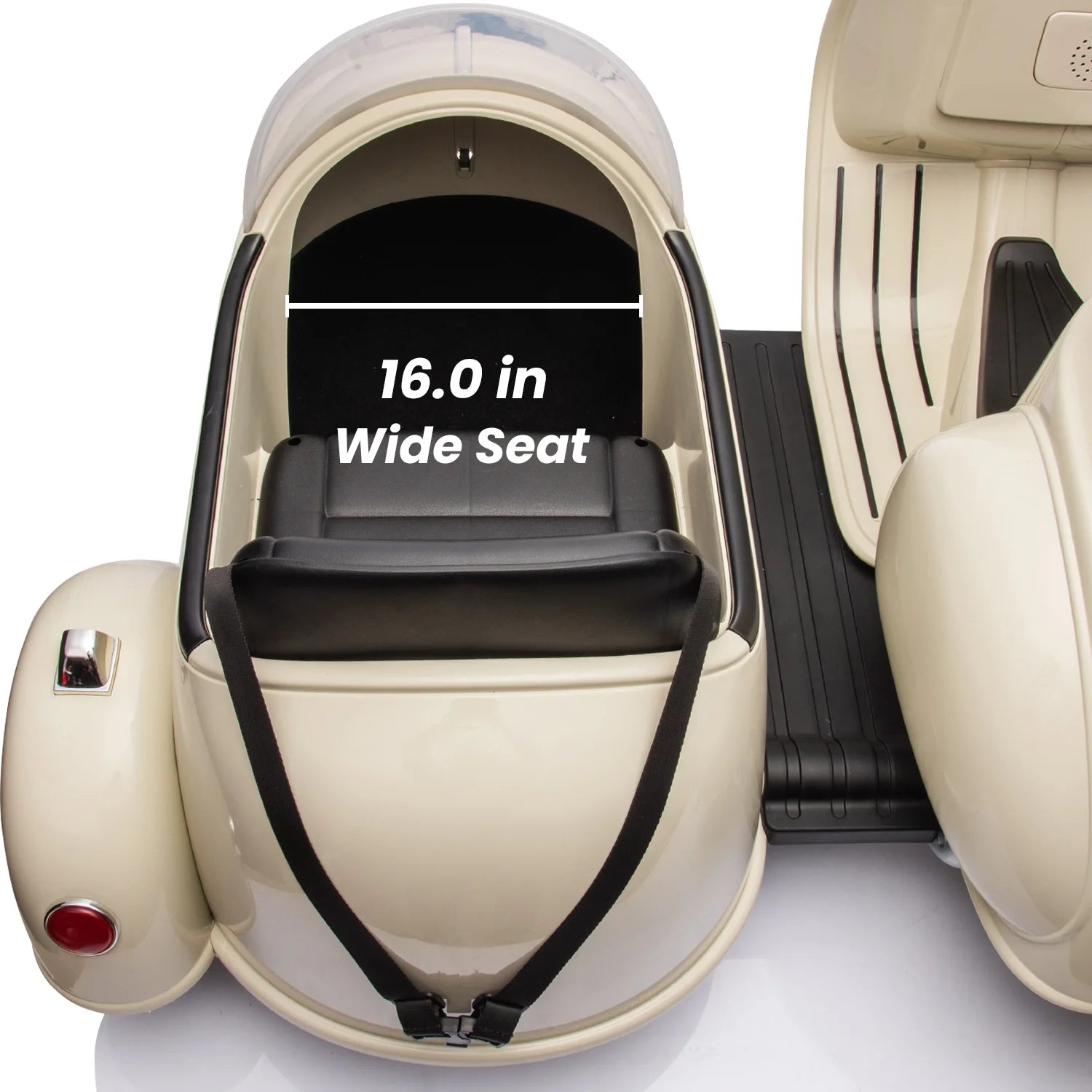 12V Licensed Vespa Ride on Motorcycle with Side Car, 2-Seater Electric Car for Kids, Grey K4003