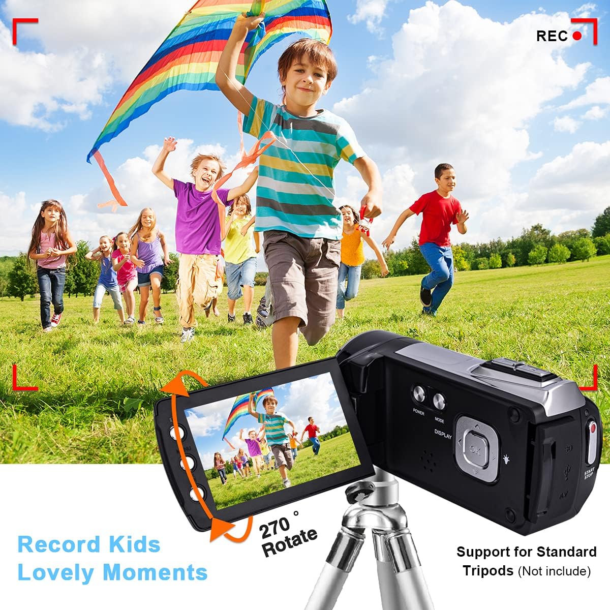 FHD 1080P 30FPS 24.0MP Digital Camcorder 2.7 Inch 270 Degree Rotation Screen Pack of 2 E100311