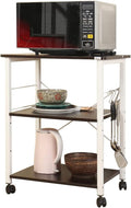 3-Tier Kitchen Utility Shelf Cart on Wheels with Storage, Black Brown I399337