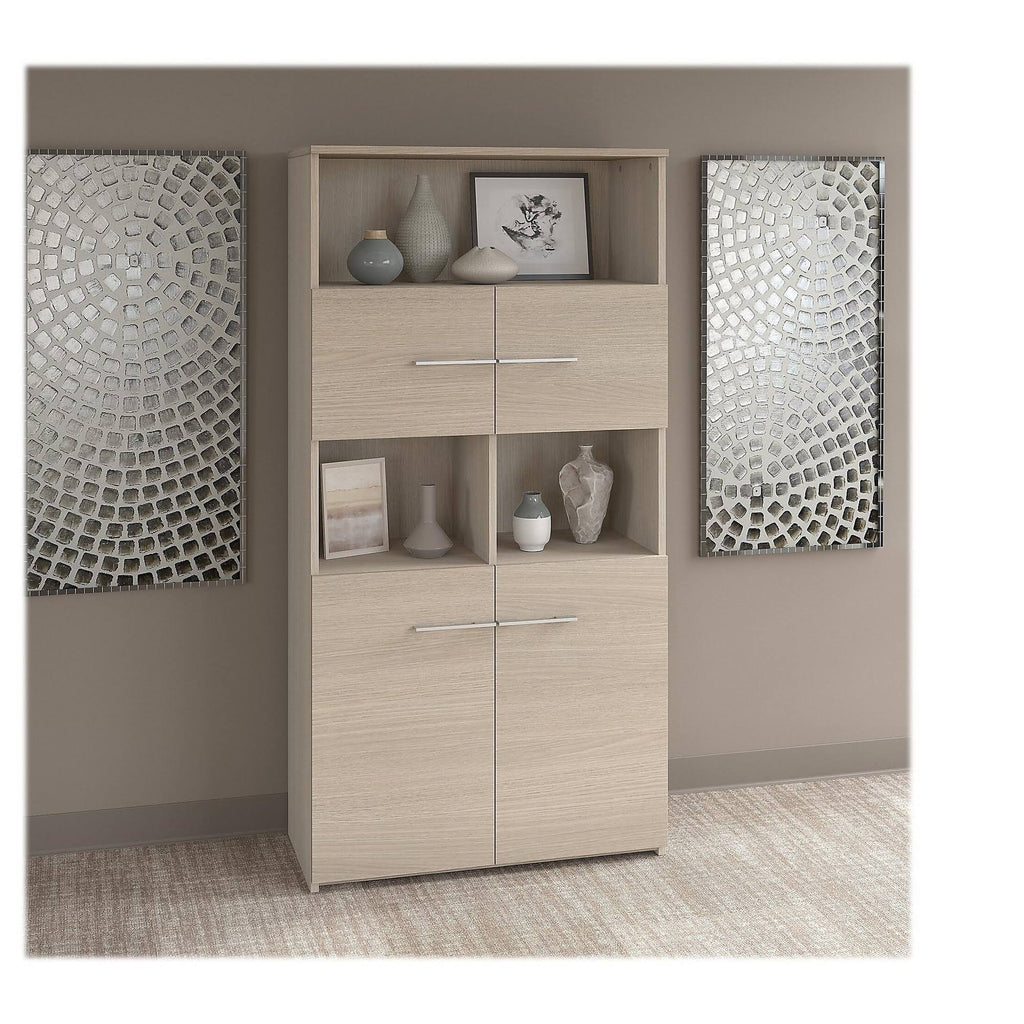 5 Shelf Bookcase with Doors, Sand Oak M323