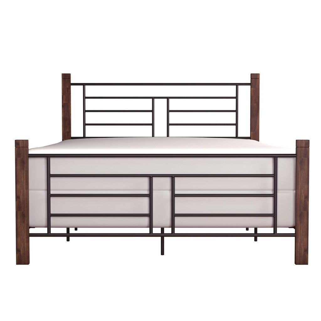 Queen Metal Bed with Wood Posts B616