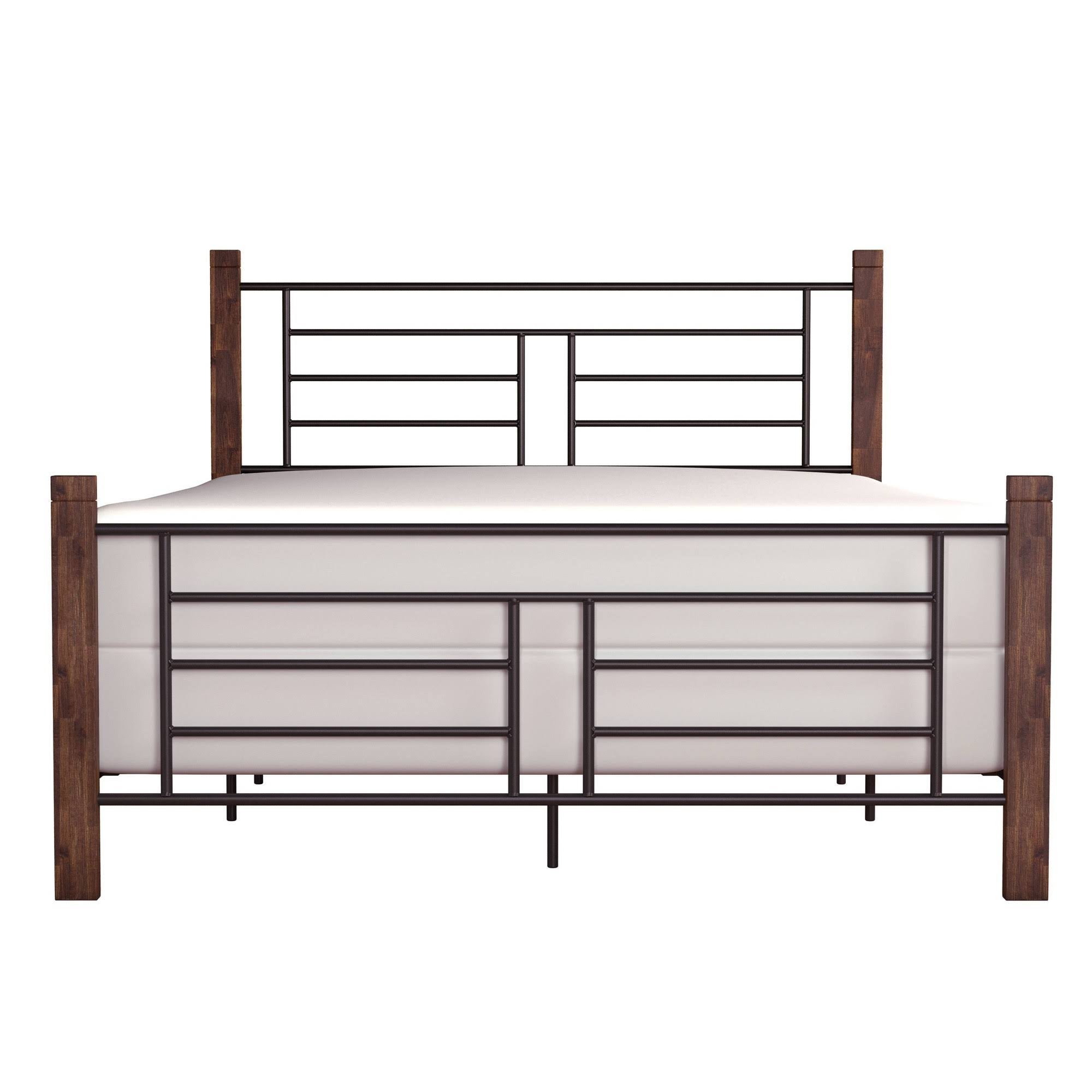 Queen Metal Bed with Wood Posts B616