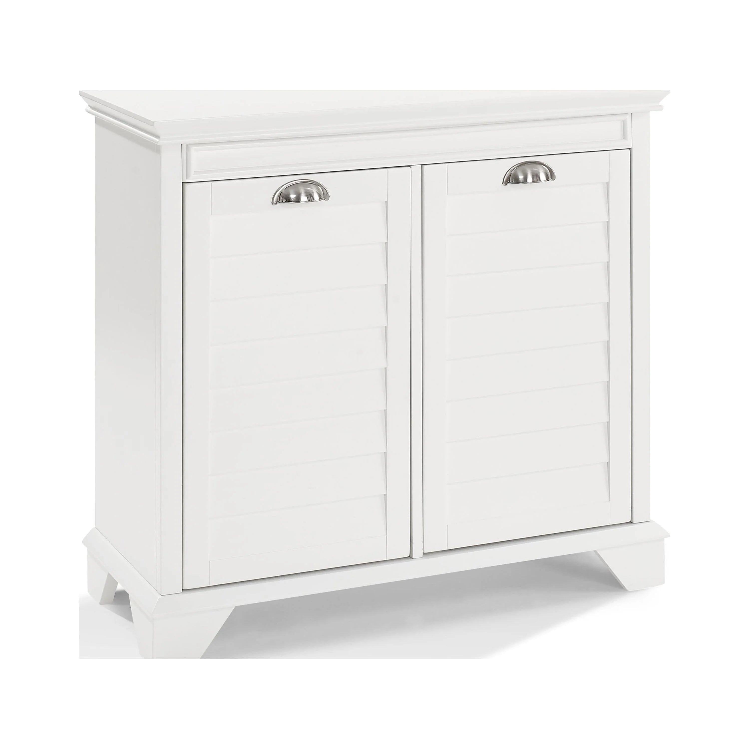 White/Chrome MDF Wood Laundry Hamper L477129