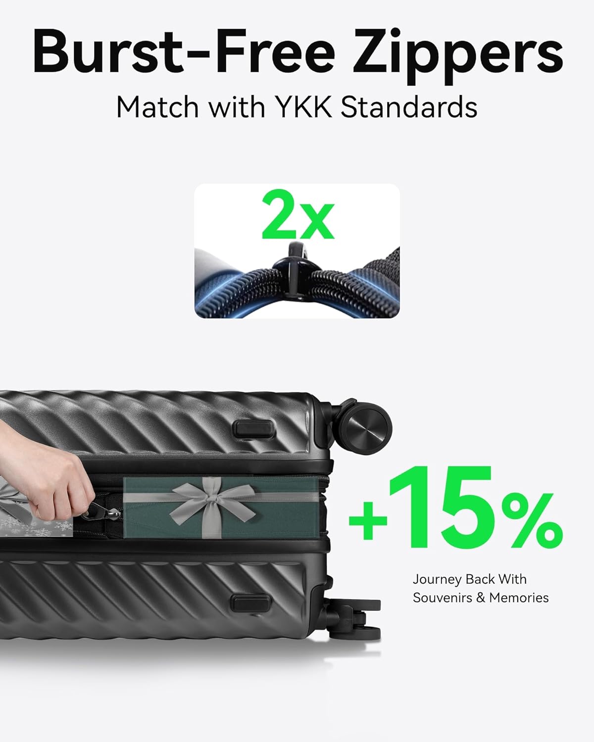 2 Piece 100% Polycarbonate Expandable Hard Suitcases with Wheels (Black, 20/28) C26162