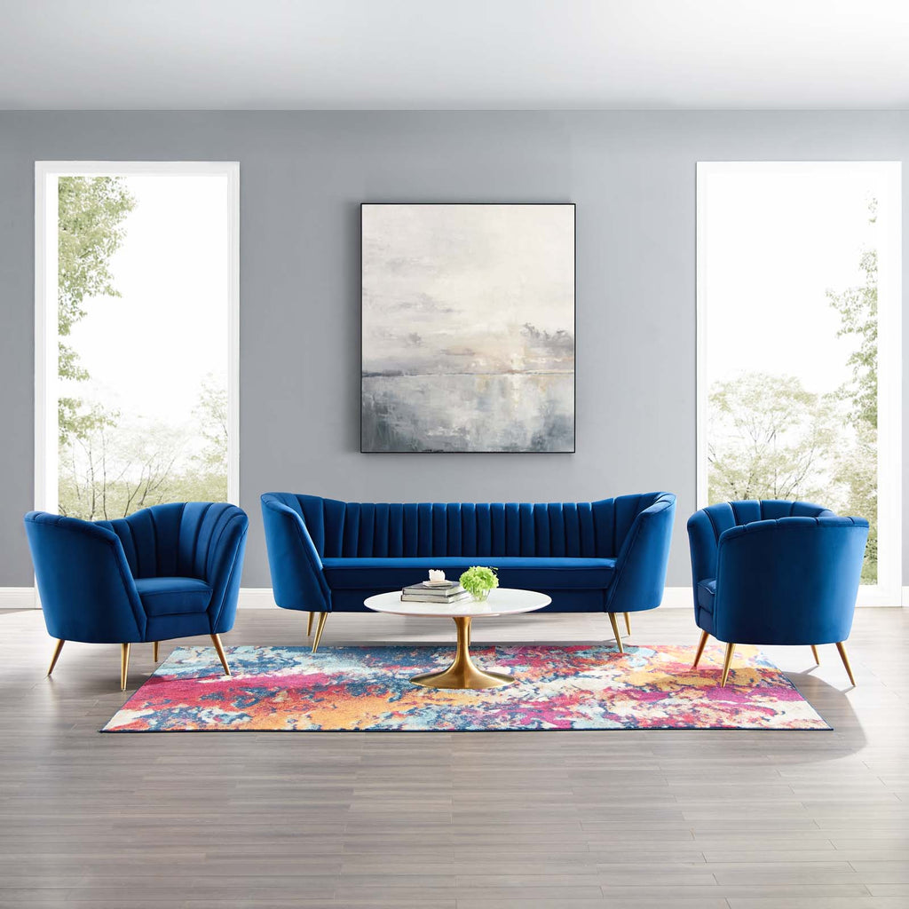 3 Piece Performance Velvet Set in Navy T6300
